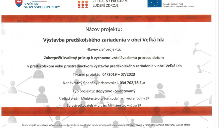 Fotka - Výstavba predškolského zariadenia v obci Veľká Ida