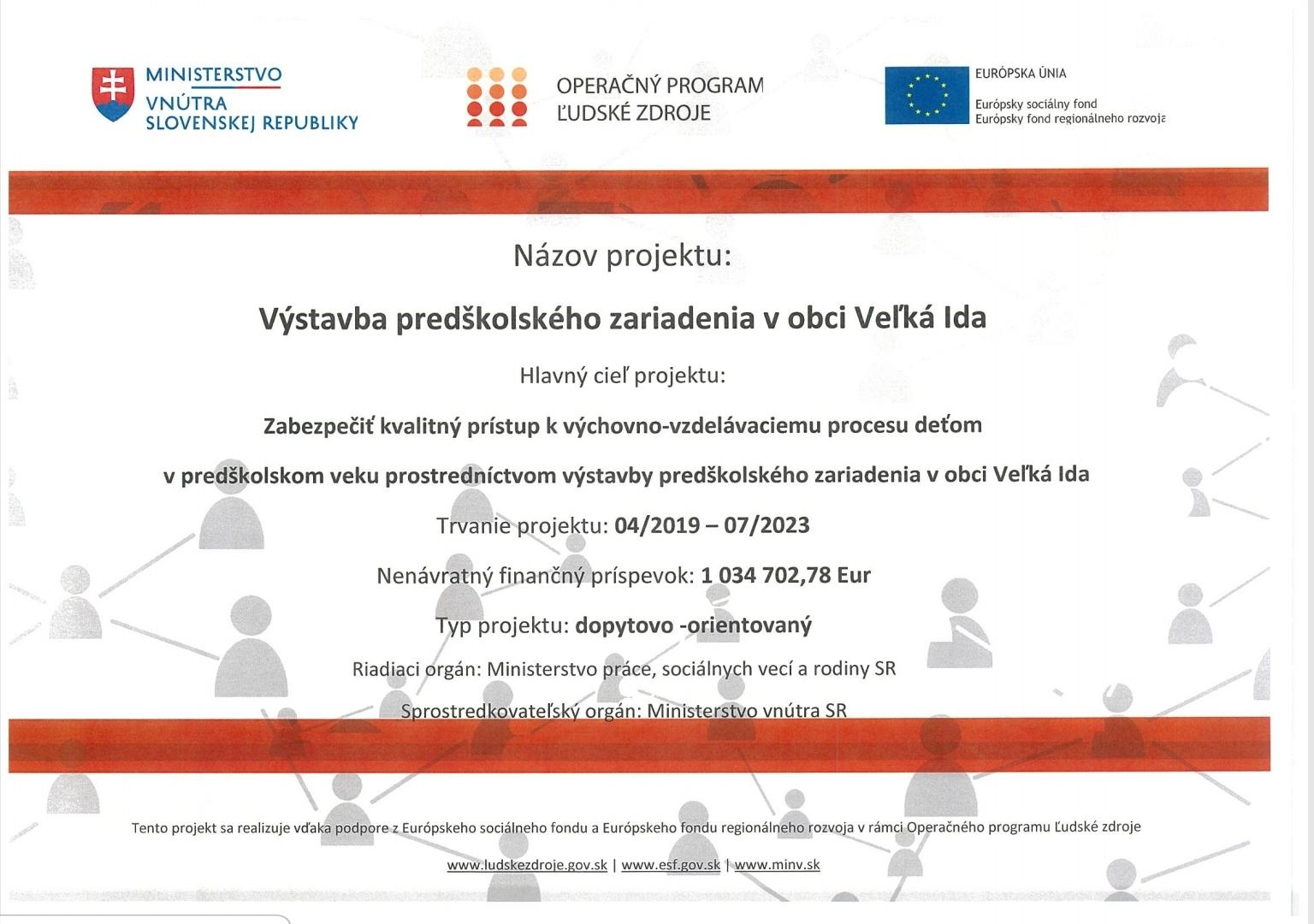 Fotka - Výstavba predškolského zariadenia v obci Veľká Ida